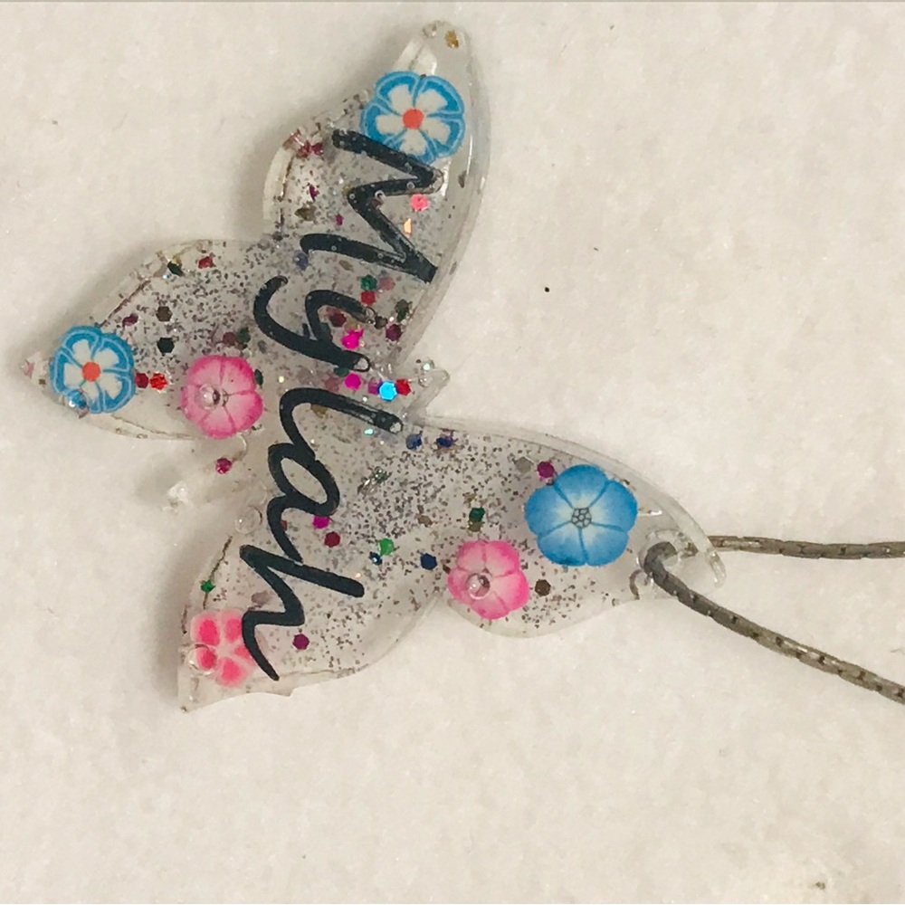 Butterfly Pendant Necklace with Floral Design